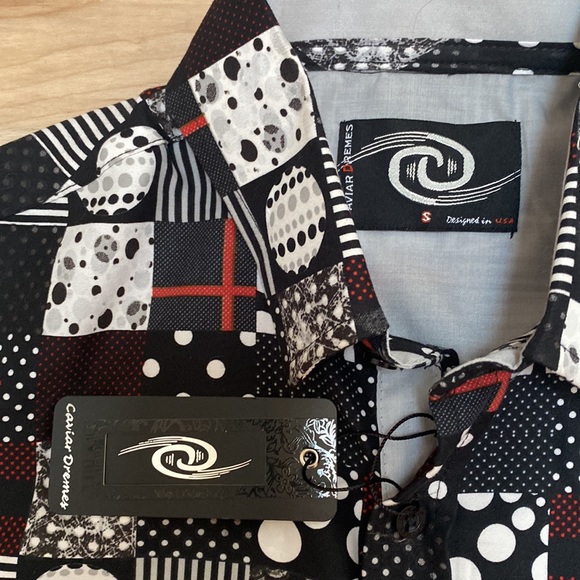 NWT Caviar Dremes Mens S Long Sleeve Button Down Shirt. Squares and Circles. - Picture 4 of 7